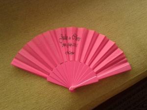 pink printed fan